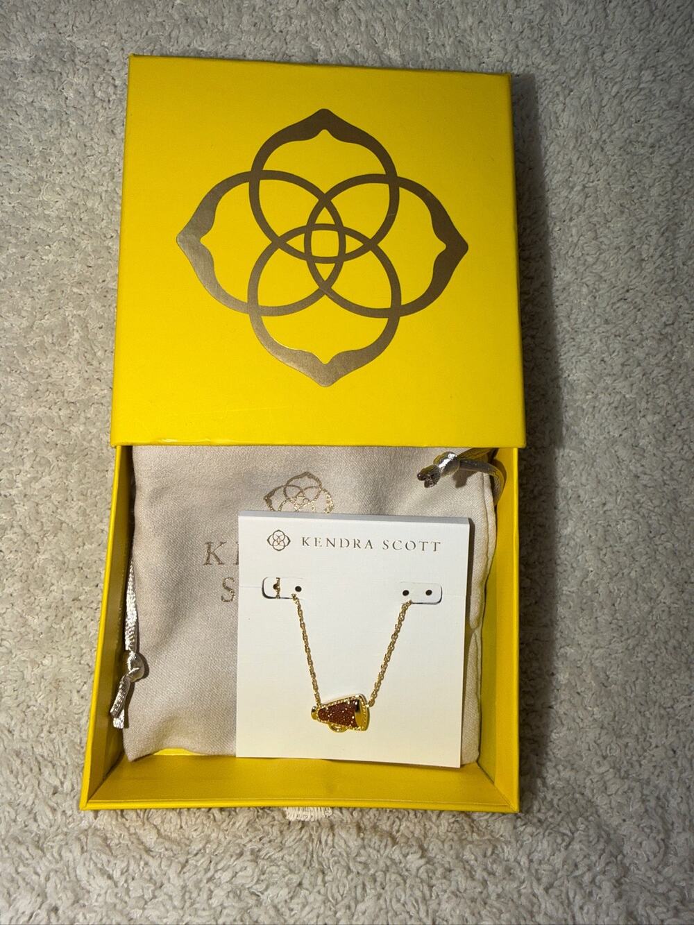 Kendra Scott Cheer Gold Megaphone Pendant Necklace New With Box Team Spirit